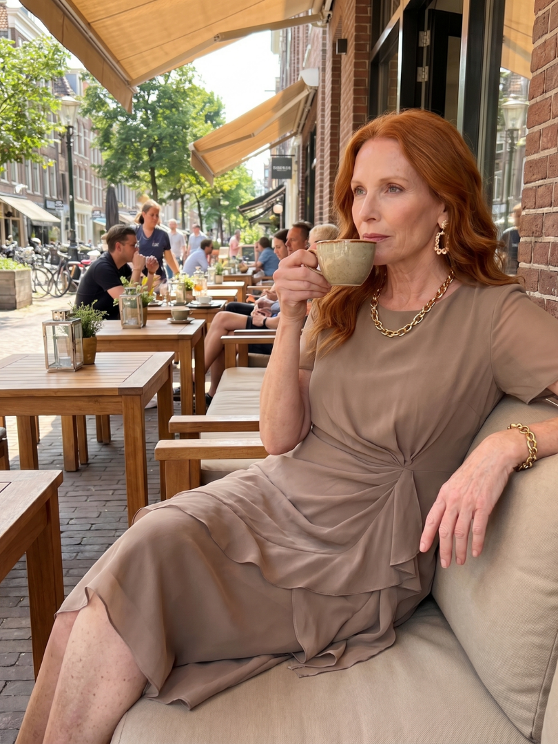 RAIMONDA – Midi suknelė su persuktu juosmeniu