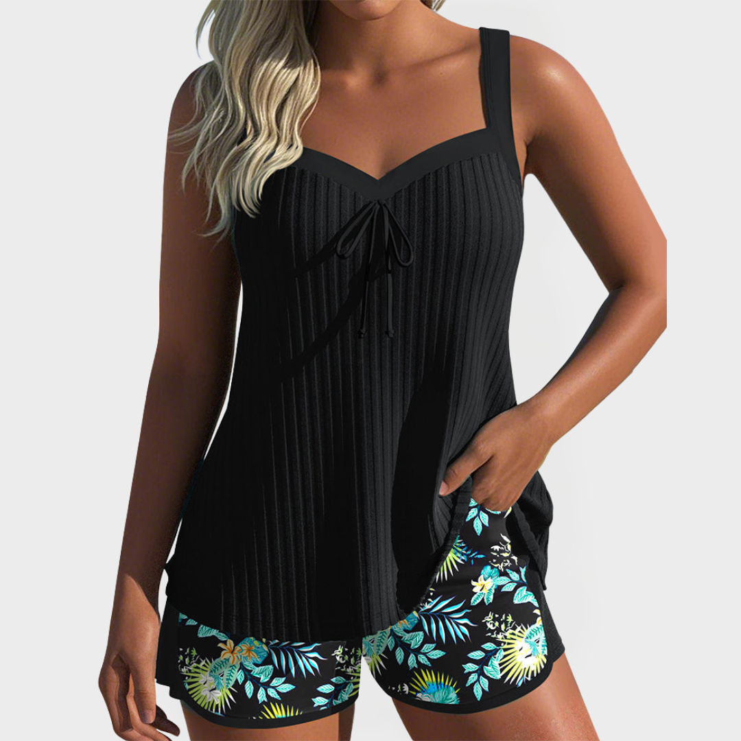 Tankini rinkinys su gėlių raštais