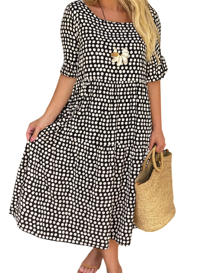 Cassandra - Rochie midi cu mânecă scurtă
