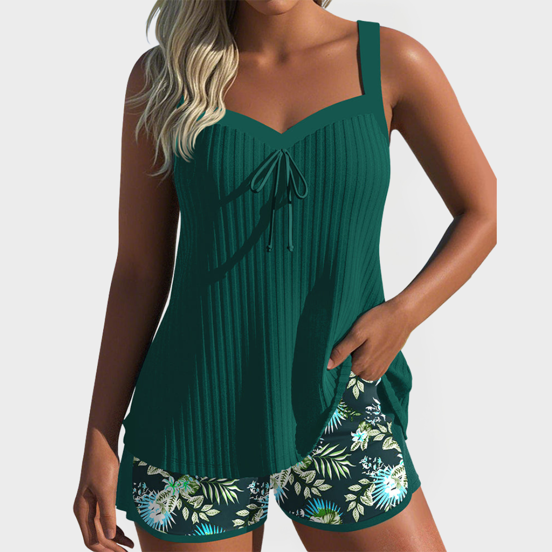 Tankini rinkinys su gėlių raštais
