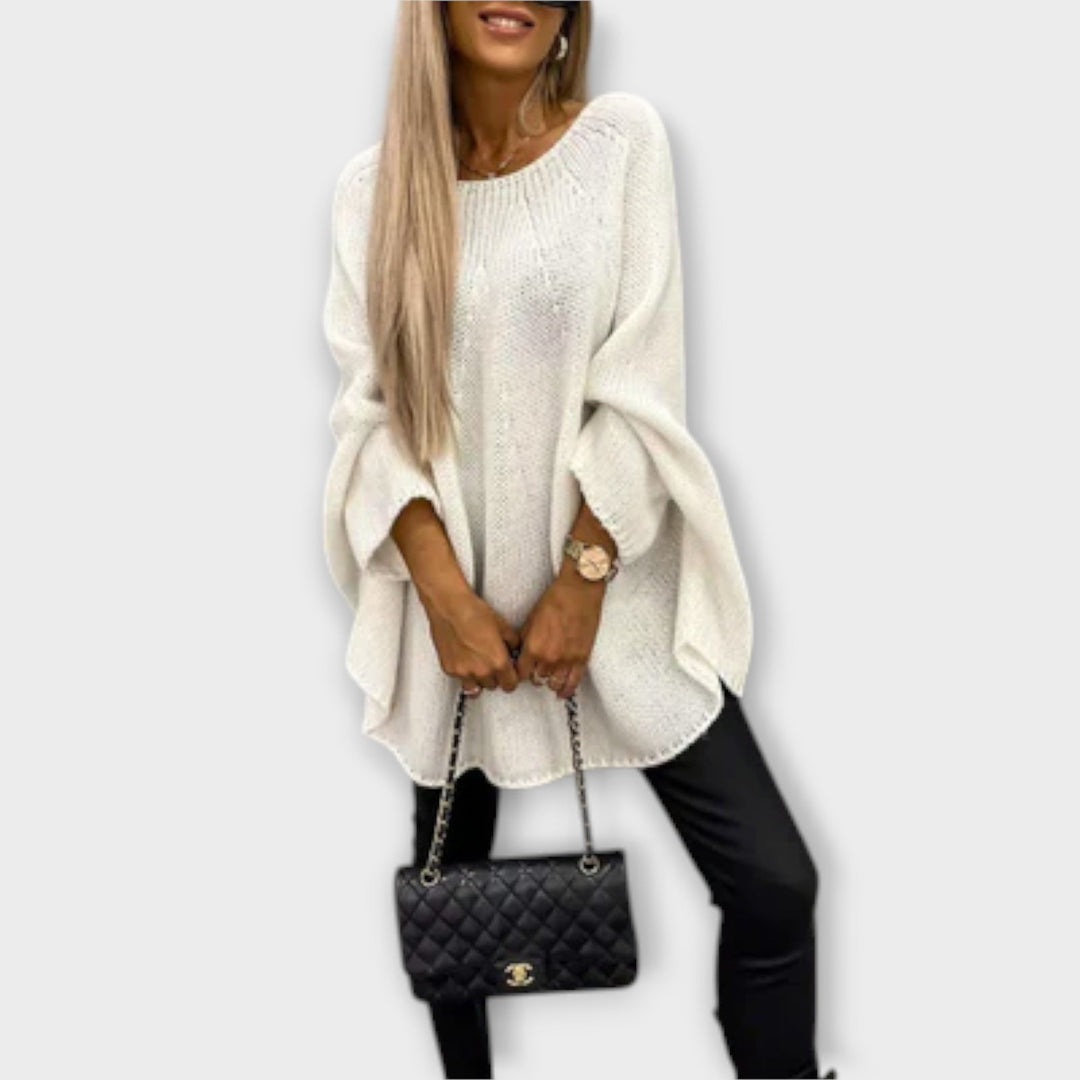 Izabelė - Elegantiškas moteriškas megztinis su apvalia iškirpte