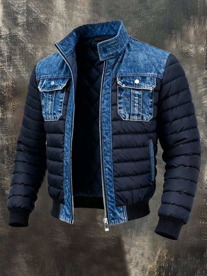 KÉVIN™ | KLASIKINIS DŽINSINIS PALTAS SU PADDINGU