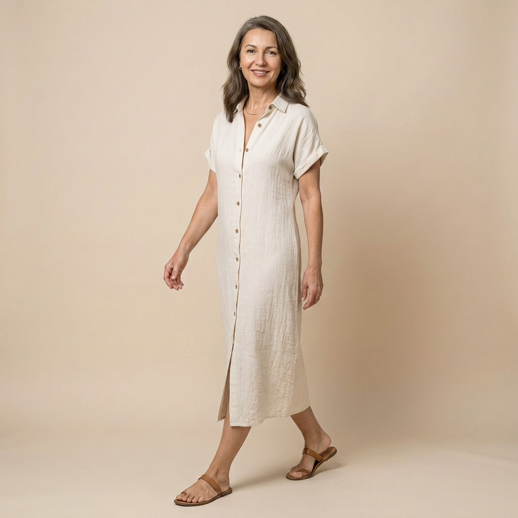 Celeste | Rochie tip cămașă vaporoasă cu nasturi