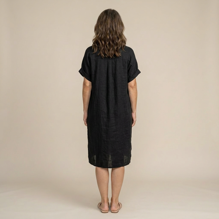 Celeste | Rochie tip cămașă vaporoasă cu nasturi
