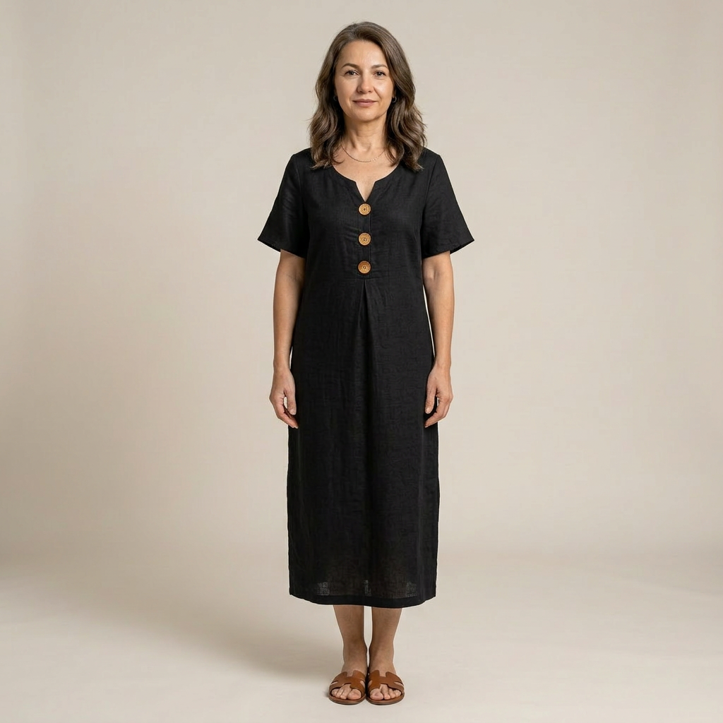 Stacy | Rochie vaporoasă cu detalii cu nasturi