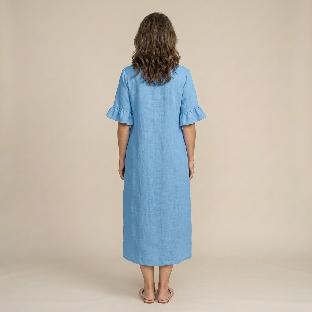 Stacy | Rochie vaporoasă cu detalii cu nasturi