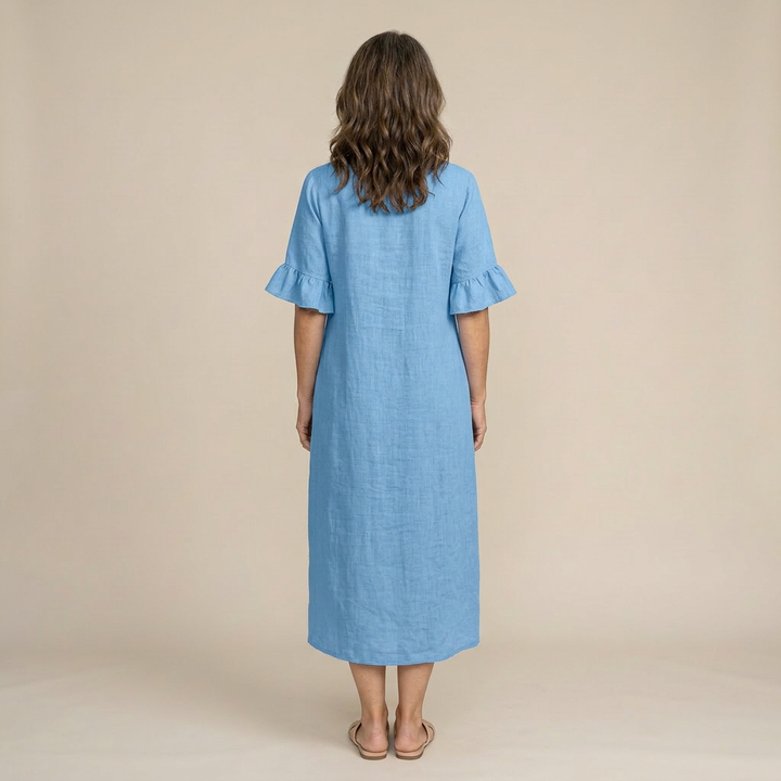 Stacy | Rochie vaporoasă cu detalii cu nasturi