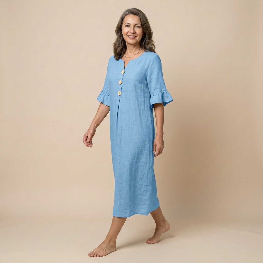 Stacy | Rochie vaporoasă cu detalii cu nasturi