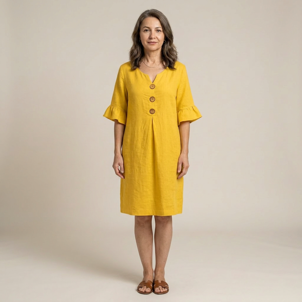 Stacy | Rochie vaporoasă cu detalii cu nasturi