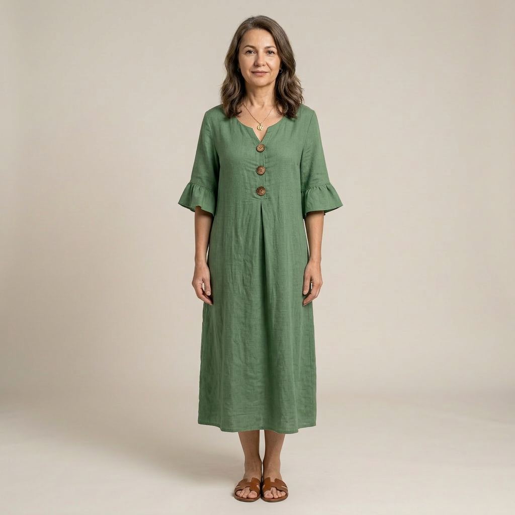 Stacy | Rochie vaporoasă cu detalii cu nasturi