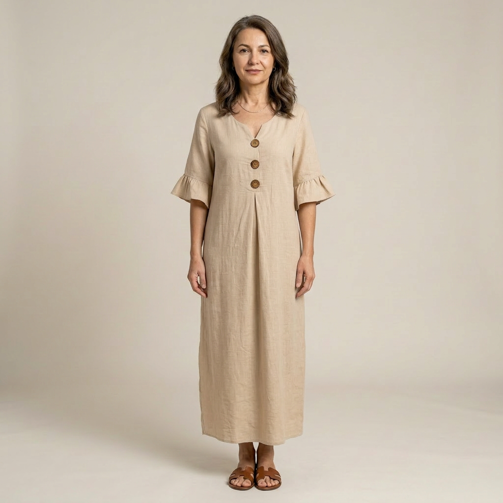Stacy | Rochie vaporoasă cu detalii cu nasturi