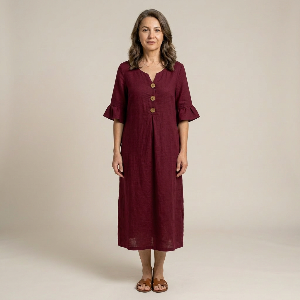 Stacy | Rochie vaporoasă cu detalii cu nasturi