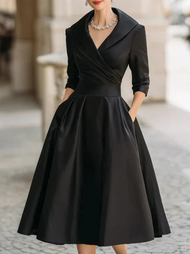 Ashley – rochie midi clasică cu croială elegantă