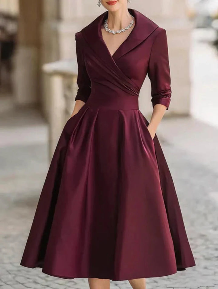 Ashley – rochie midi clasică cu croială elegantă
