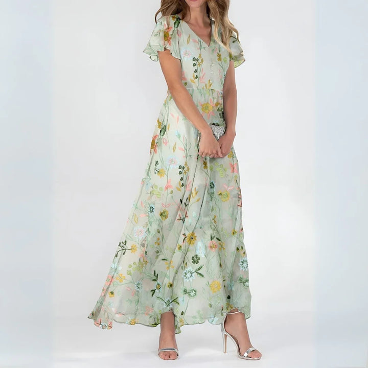 Audrey | Rochie Maxi Romantică cu Imprimeu Floral