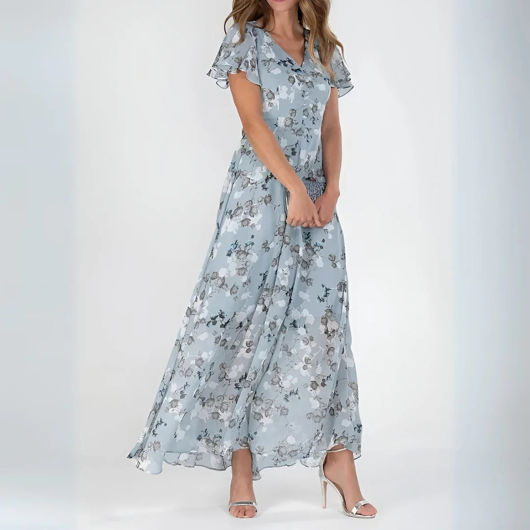Audrey | Rochie Maxi Romantică cu Imprimeu Floral