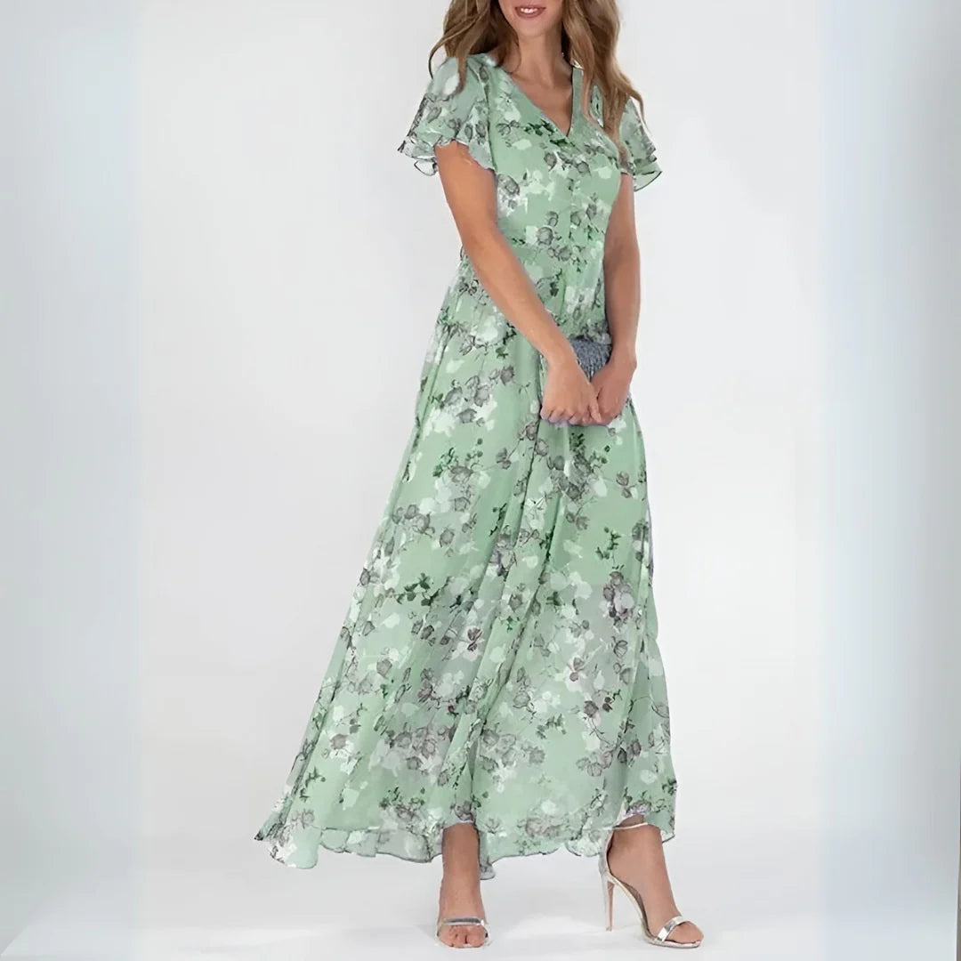 Audrey | Rochie Maxi Romantică cu Imprimeu Floral