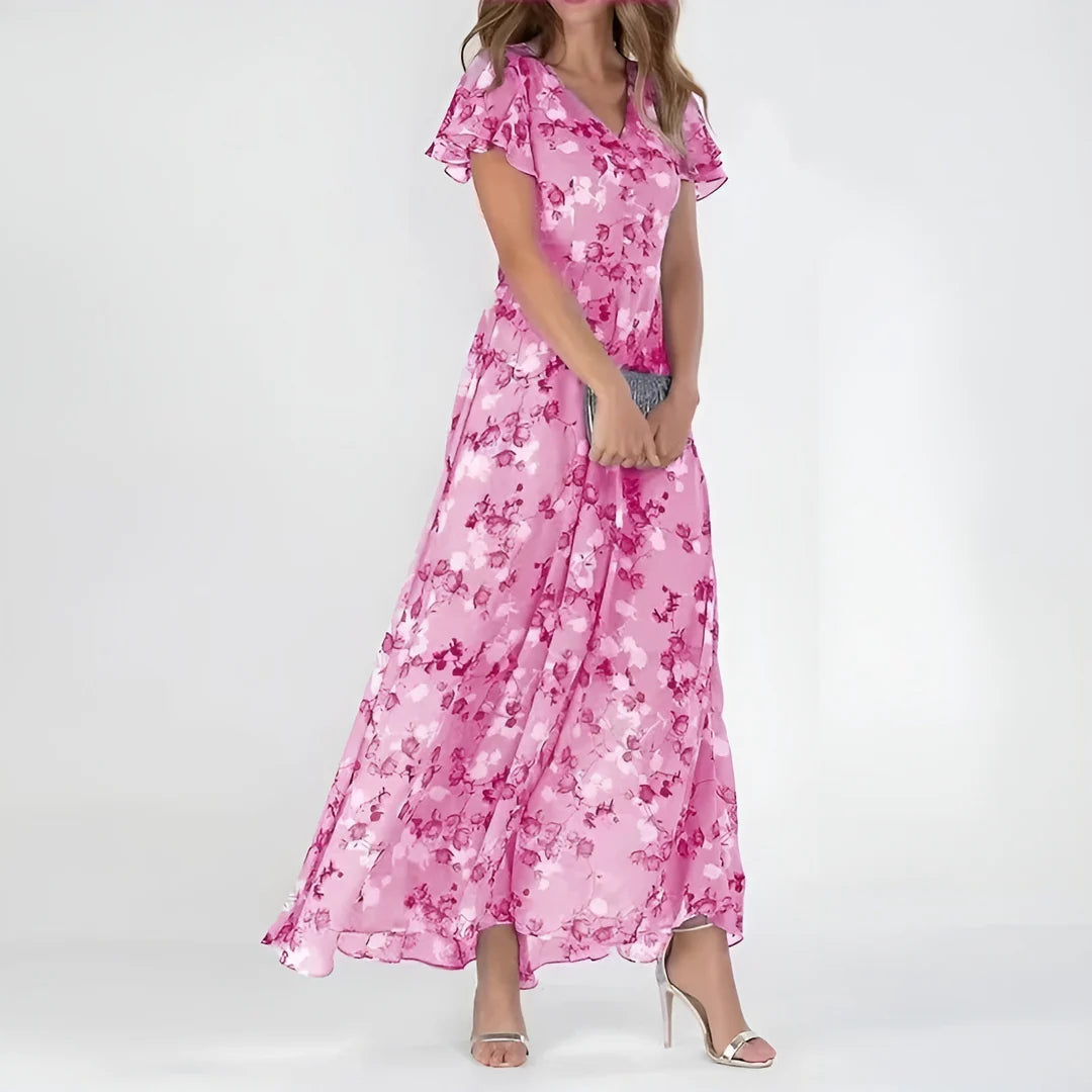 Audrey | Rochie Maxi Romantică cu Imprimeu Floral
