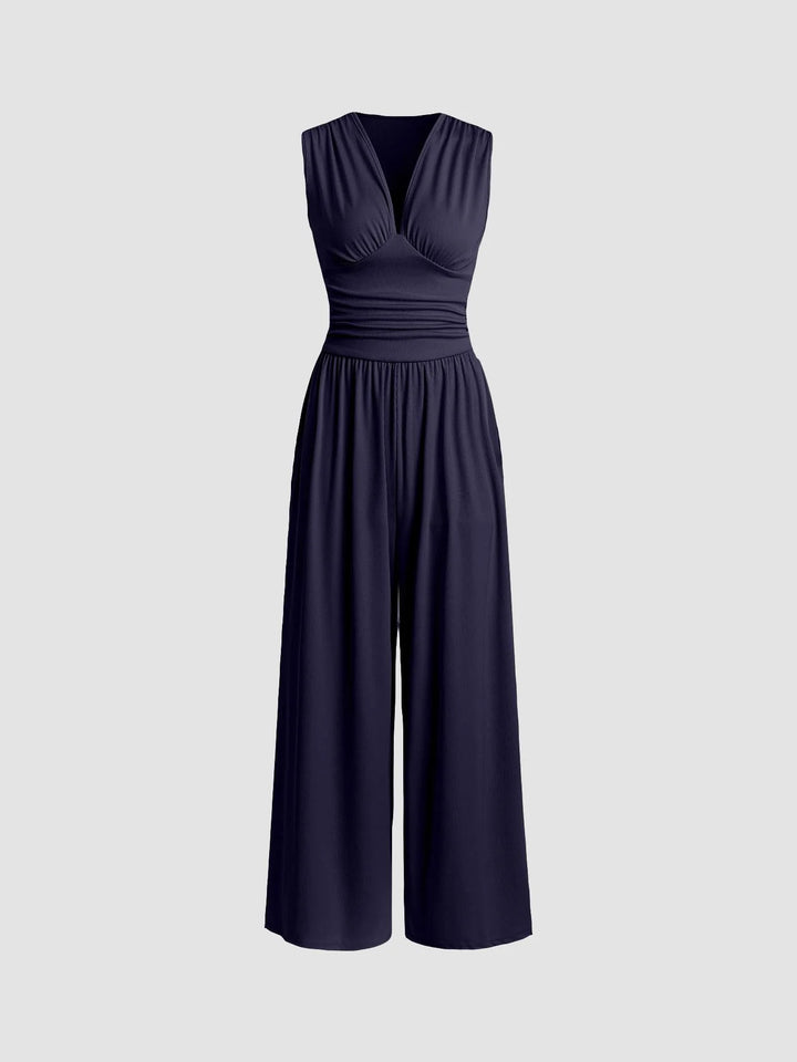 Bonnie | Salopetă Elegantă cu Decolteu în V și Pantaloni Largi