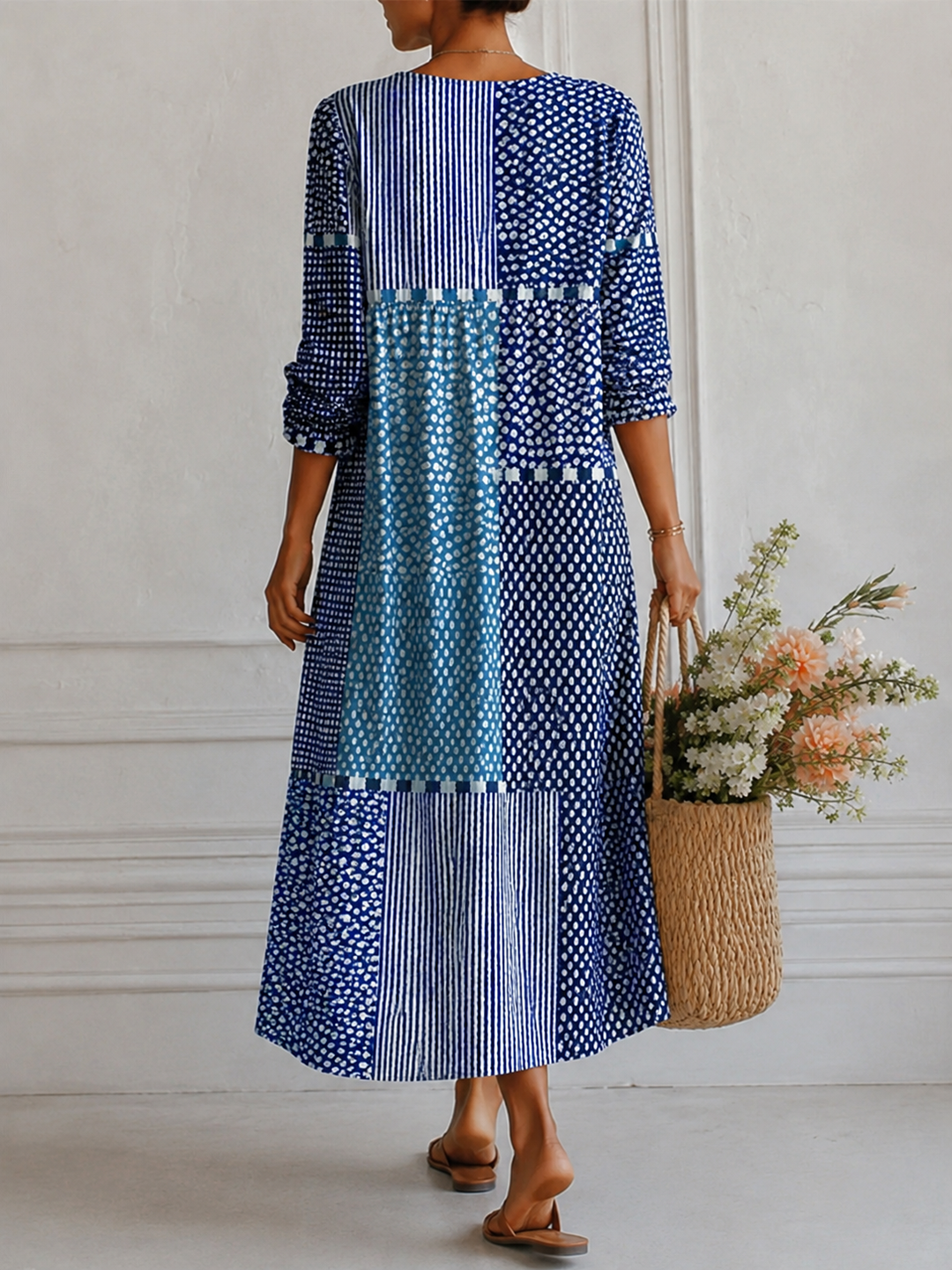 Esra | Rochie maxi confortabilă cu design patchwork