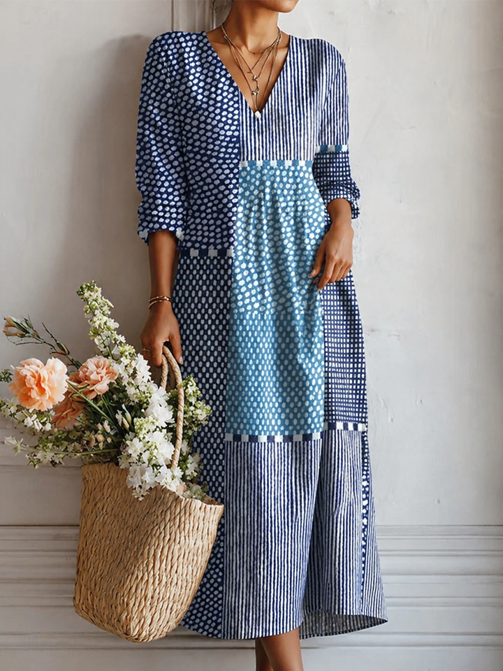 Esra | Rochie maxi confortabilă cu design patchwork