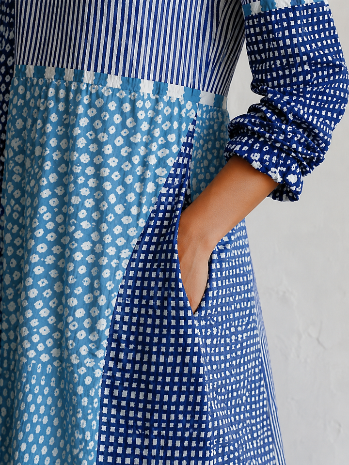 Esra | Rochie maxi confortabilă cu design patchwork