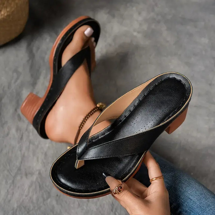 Gaia | Sandale Flip-Flop cu Toc Bloc