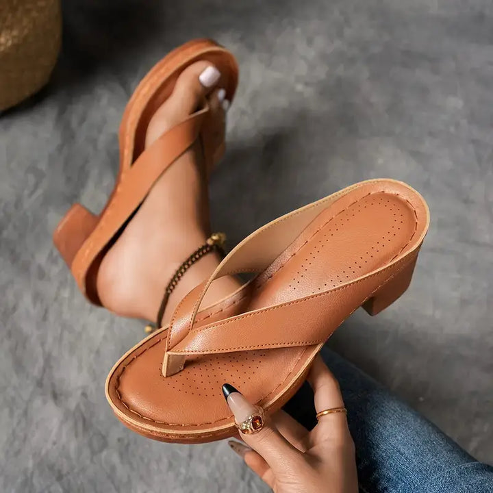 Gaia | Sandale Flip-Flop cu Toc Bloc