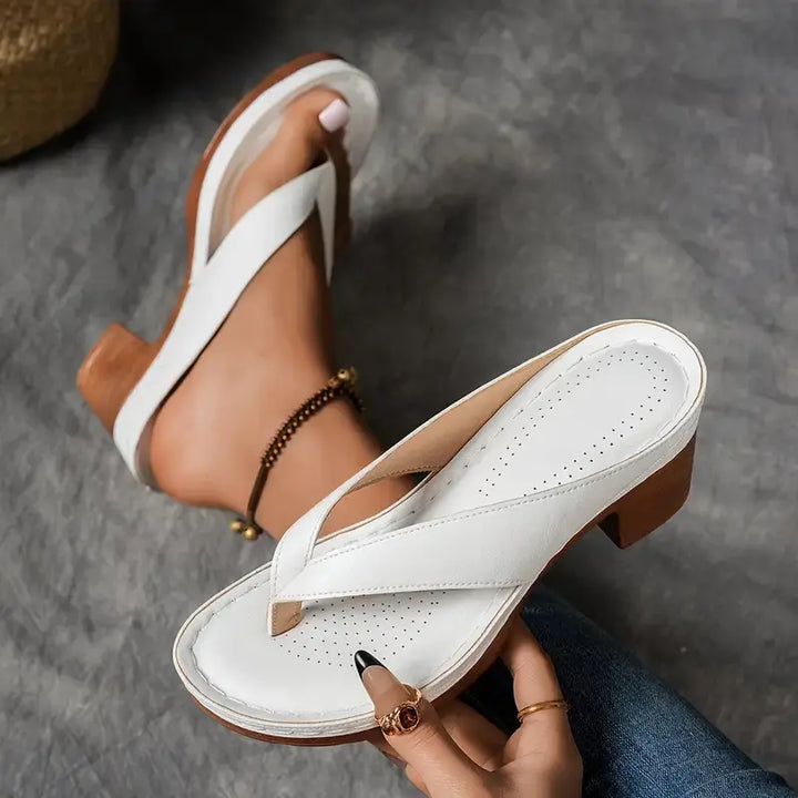 Gaia | Sandale Flip-Flop cu Toc Bloc