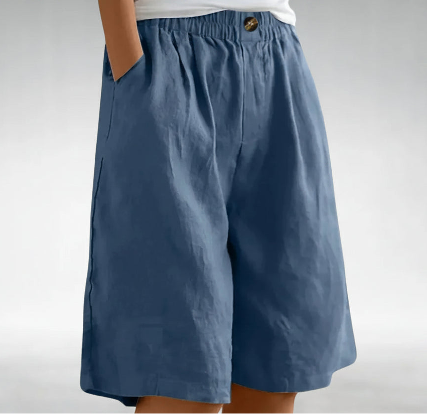 Daine | Pantaloni Scurți Largi cu Aspect de In și Talie Elastică