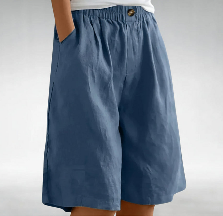 Daine | Pantaloni Scurți Largi cu Aspect de In și Talie Elastică