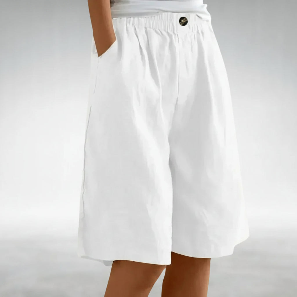 Daine | Pantaloni Scurți Largi cu Aspect de In și Talie Elastică