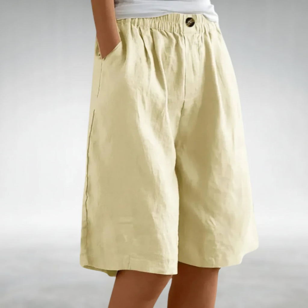 Daine | Pantaloni Scurți Largi cu Aspect de In și Talie Elastică