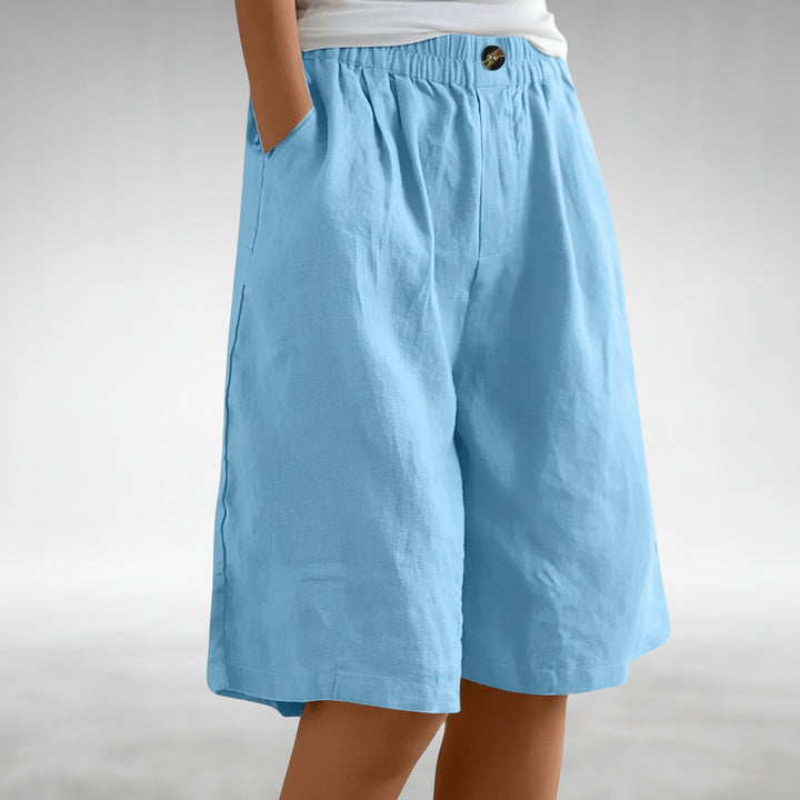 Daine | Pantaloni Scurți Largi cu Aspect de In și Talie Elastică