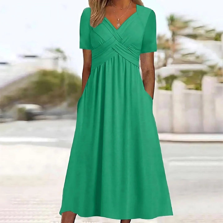 Isadora | Rochie maxi elegantă cu talie plisată