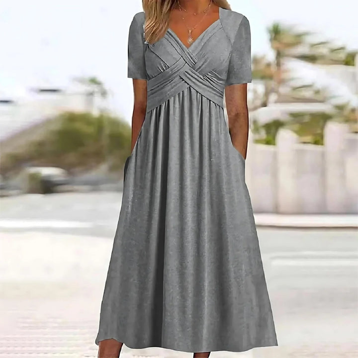 Isadora | Rochie maxi elegantă cu talie plisată