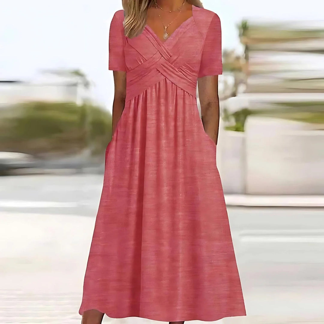 Isadora | Rochie maxi elegantă cu talie plisată