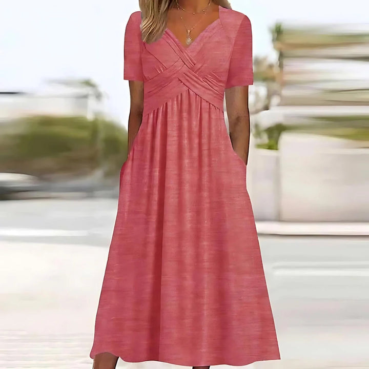 Isadora | Rochie maxi elegantă cu talie plisată