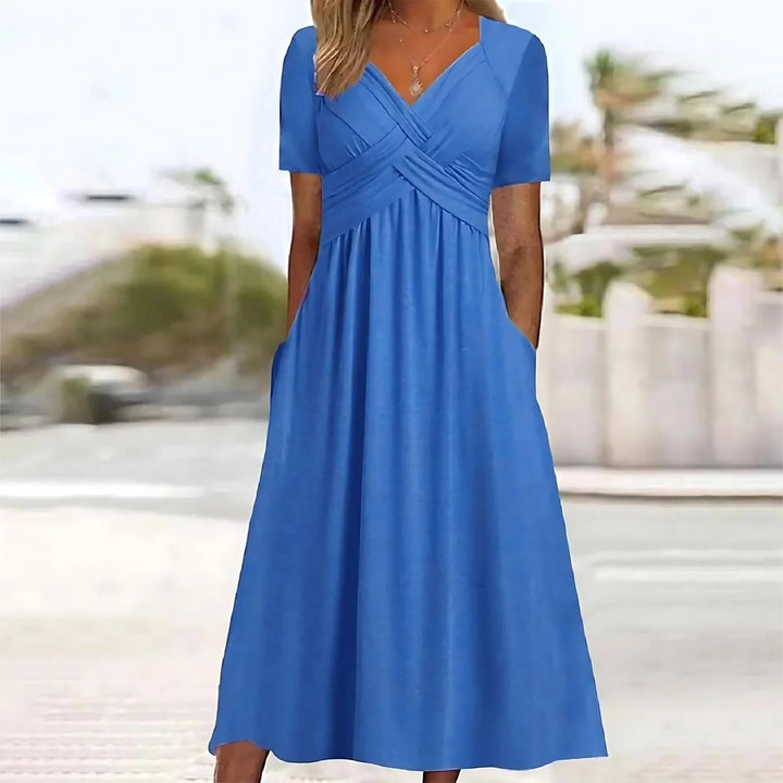 Isadora | Rochie maxi elegantă cu talie plisată