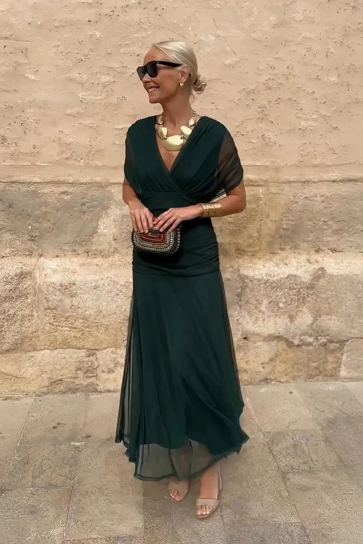 Fiorella | Rochie maxi elegantă cu decolteu drapat
