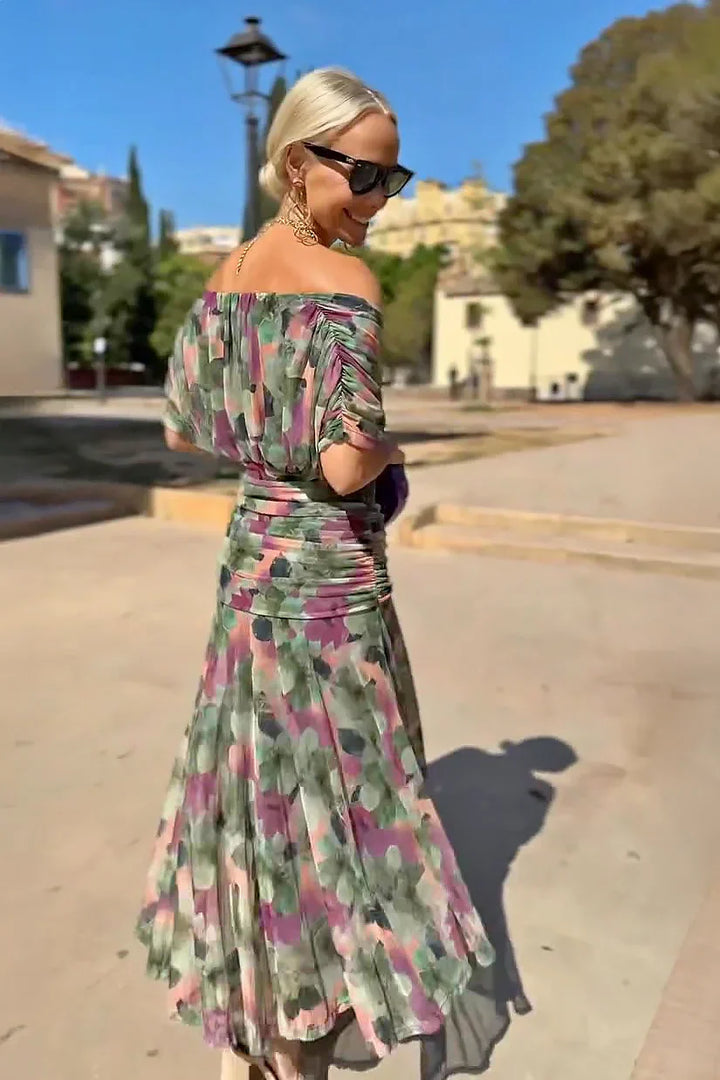 Fiorella | Rochie maxi elegantă cu decolteu drapat