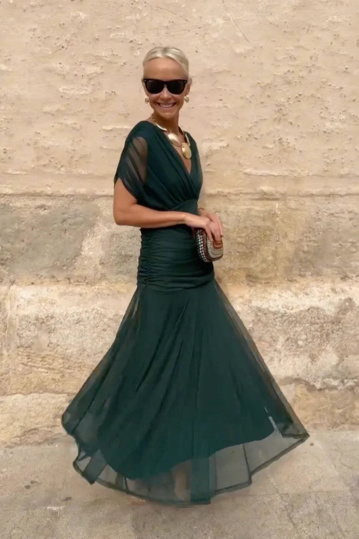 Fiorella | Rochie maxi elegantă cu decolteu drapat