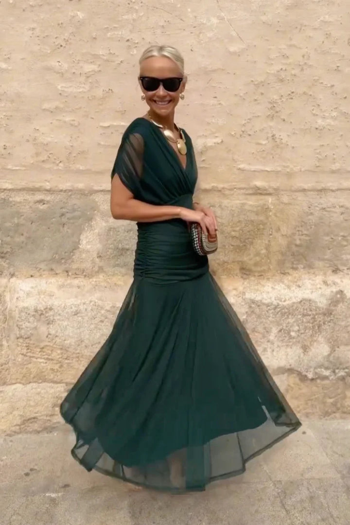 Fiorella | Rochie maxi elegantă cu decolteu drapat
