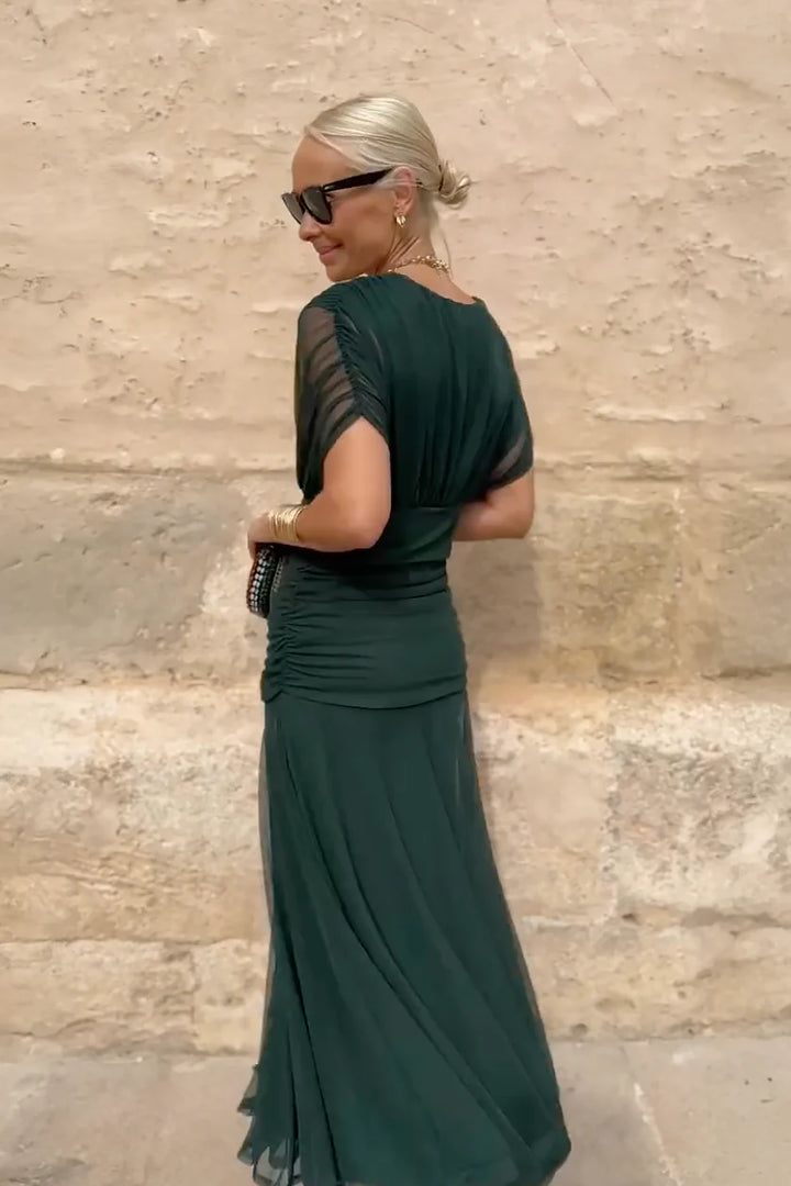 Fiorella | Rochie maxi elegantă cu decolteu drapat