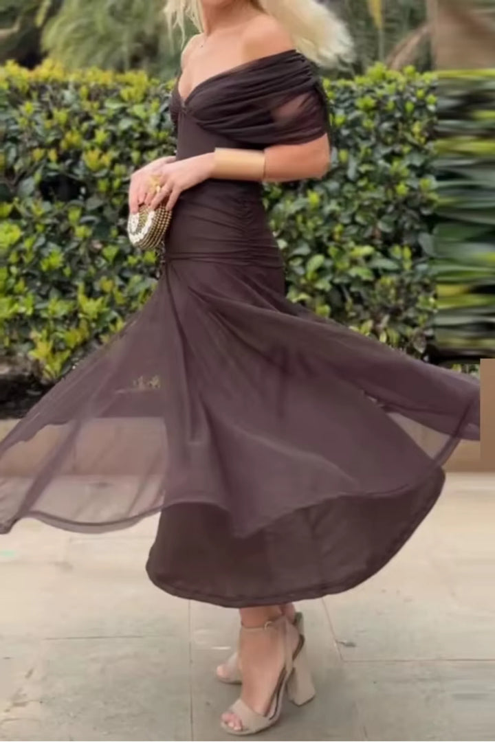 Fiorella | Rochie maxi elegantă cu decolteu drapat