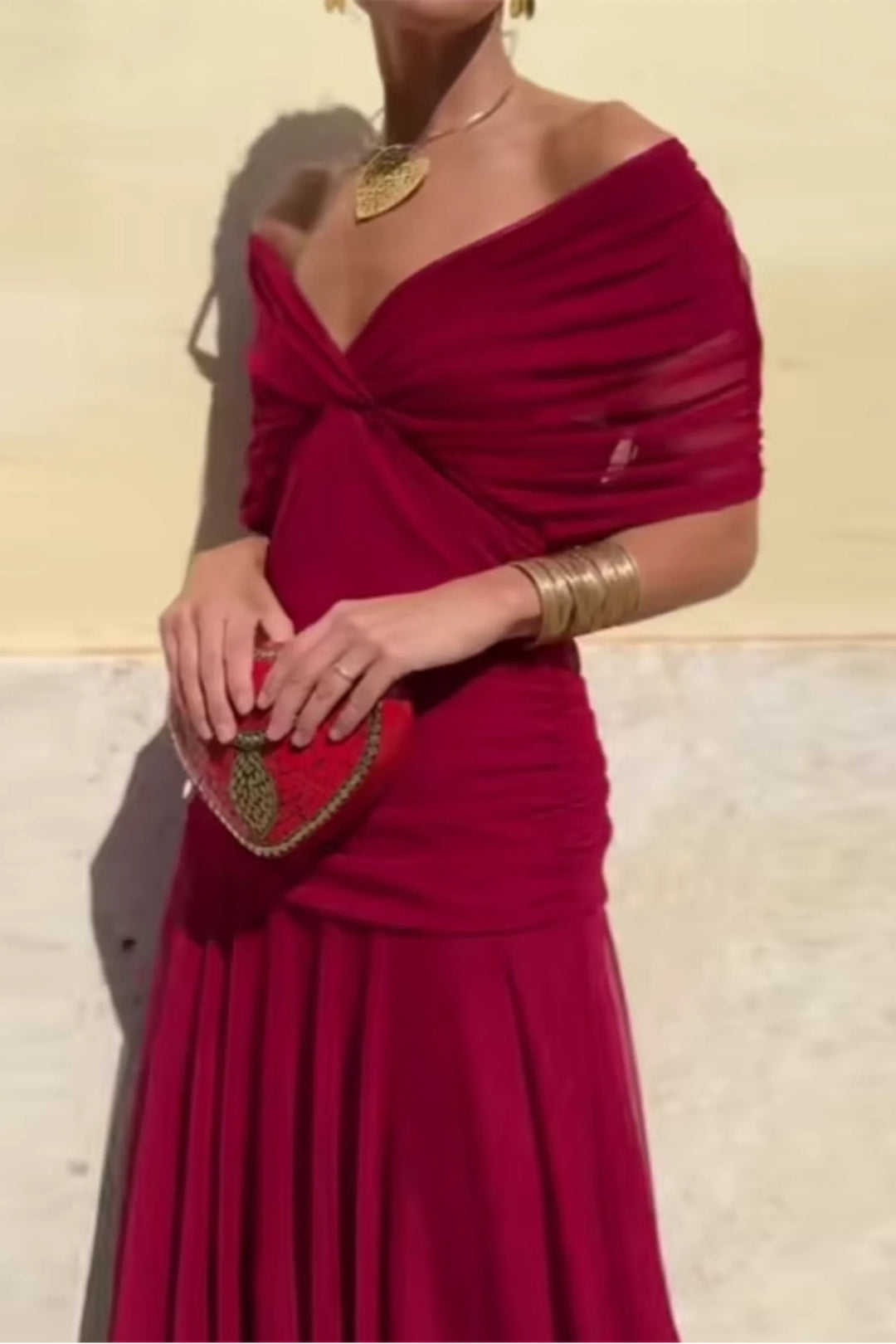 Fiorella | Rochie maxi elegantă cu decolteu drapat