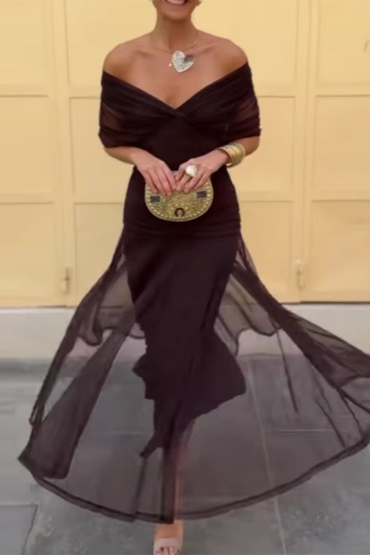 Fiorella | Rochie maxi elegantă cu decolteu drapat