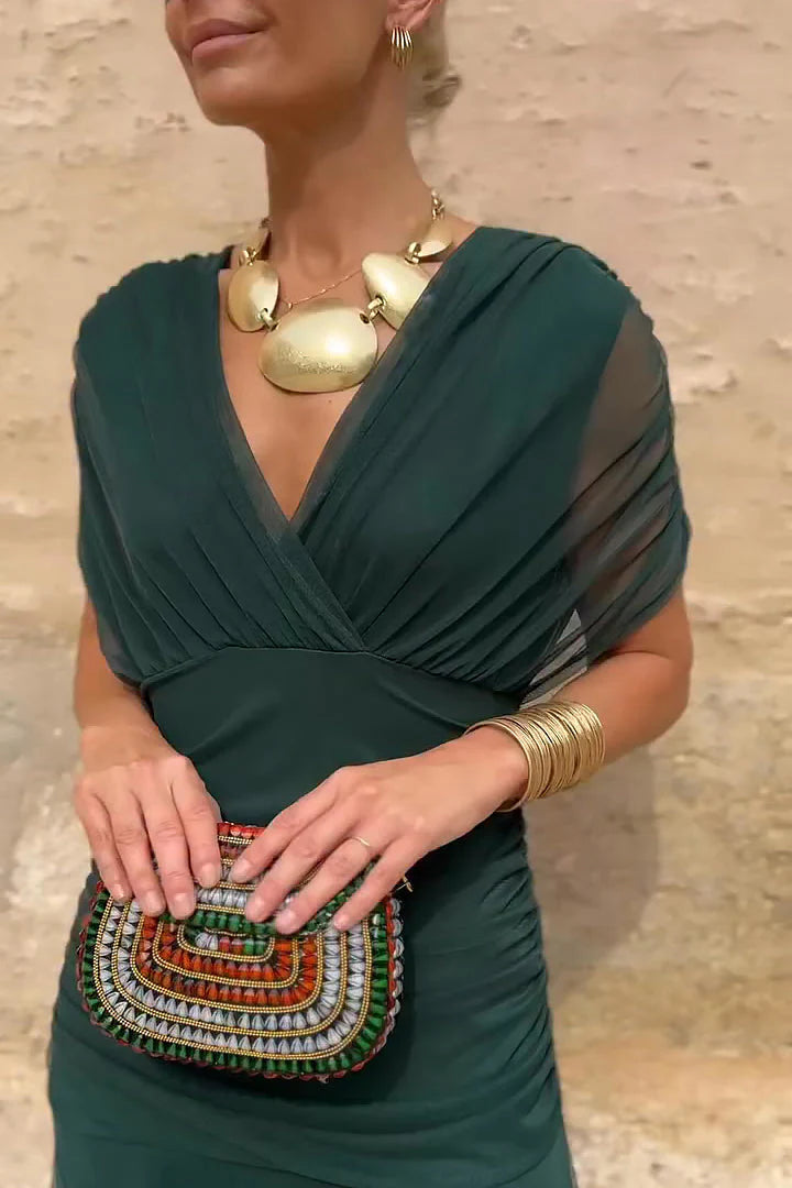 Fiorella | Rochie maxi elegantă cu decolteu drapat