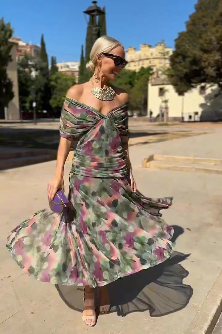 Fiorella | Rochie maxi elegantă cu decolteu drapat