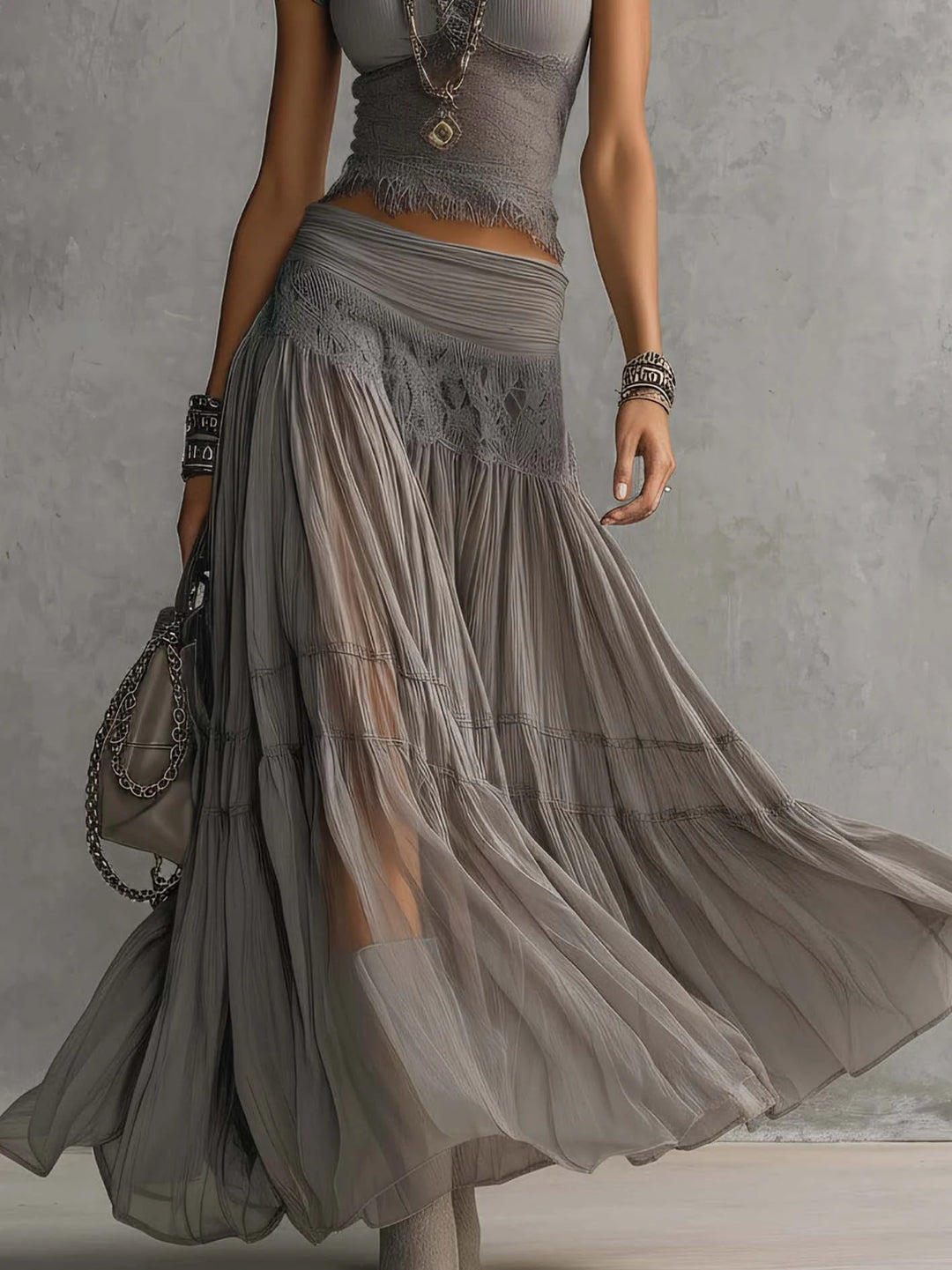 Lisa | Set Boho din Două Piese cu Detalii din Dantelă